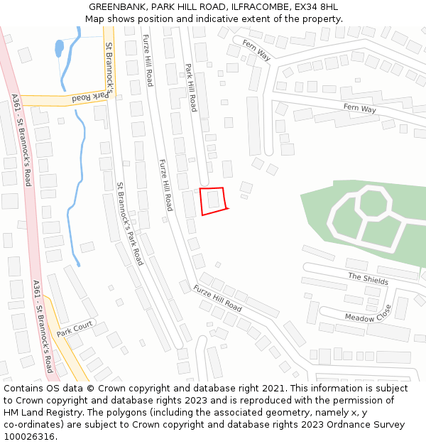 GREENBANK, PARK HILL ROAD, ILFRACOMBE, EX34 8HL: Location map and indicative extent of plot