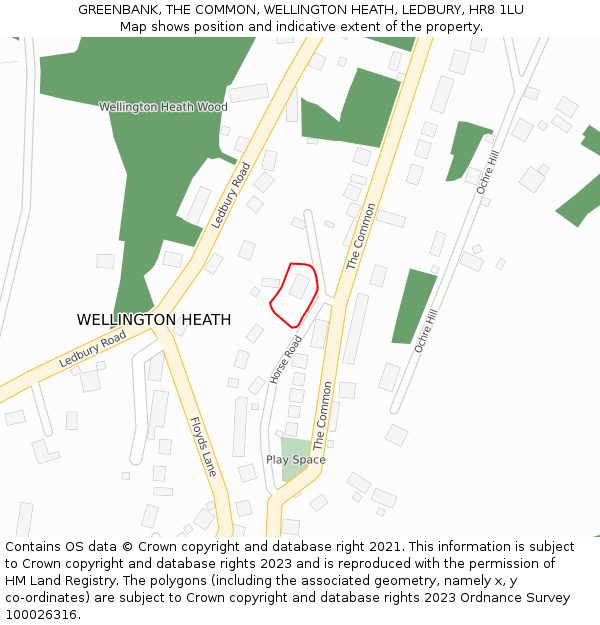 GREENBANK, THE COMMON, WELLINGTON HEATH, LEDBURY, HR8 1LU: Location map and indicative extent of plot