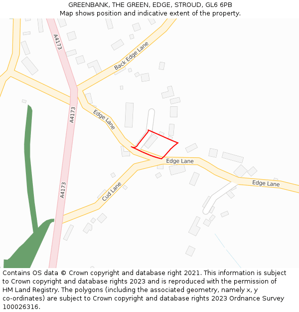 GREENBANK, THE GREEN, EDGE, STROUD, GL6 6PB: Location map and indicative extent of plot