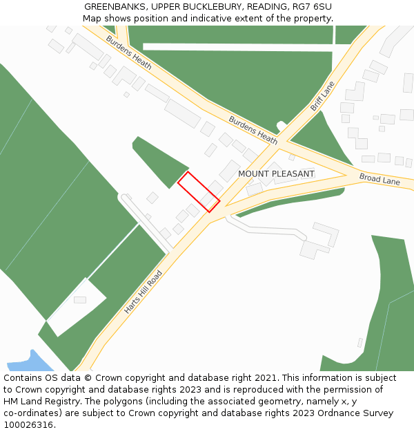 GREENBANKS, UPPER BUCKLEBURY, READING, RG7 6SU: Location map and indicative extent of plot