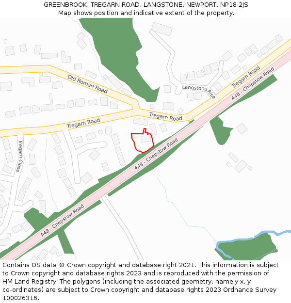 GREENBROOK, TREGARN ROAD, LANGSTONE, NEWPORT, NP18 2JS: Location map and indicative extent of plot