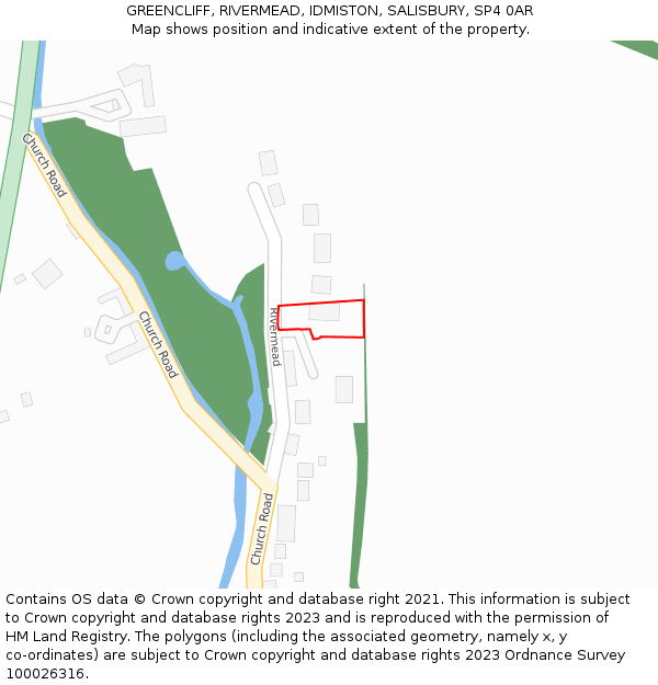 GREENCLIFF, RIVERMEAD, IDMISTON, SALISBURY, SP4 0AR: Location map and indicative extent of plot