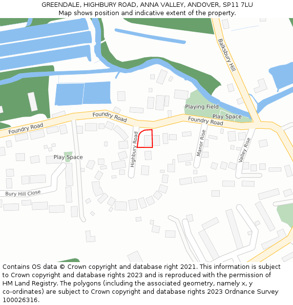 GREENDALE, HIGHBURY ROAD, ANNA VALLEY, ANDOVER, SP11 7LU: Location map and indicative extent of plot