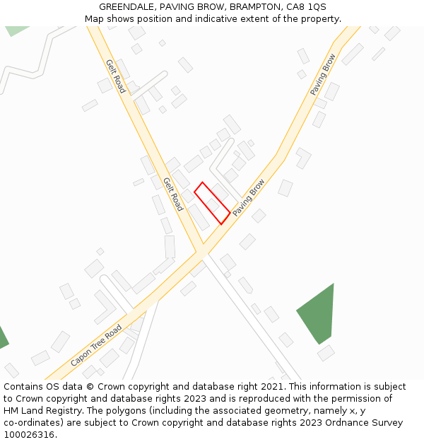 GREENDALE, PAVING BROW, BRAMPTON, CA8 1QS: Location map and indicative extent of plot