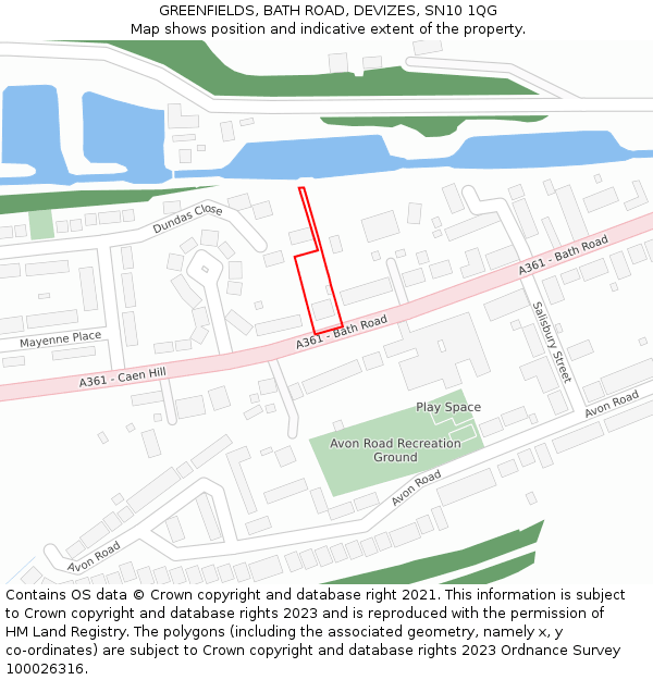 GREENFIELDS, BATH ROAD, DEVIZES, SN10 1QG: Location map and indicative extent of plot