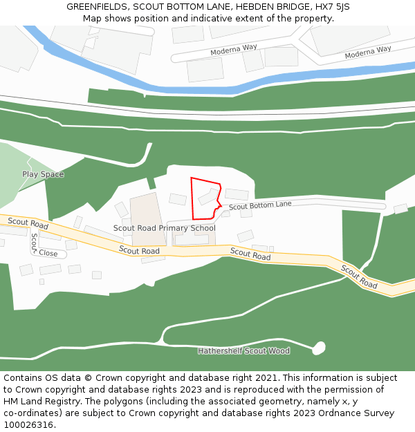 GREENFIELDS, SCOUT BOTTOM LANE, HEBDEN BRIDGE, HX7 5JS: Location map and indicative extent of plot