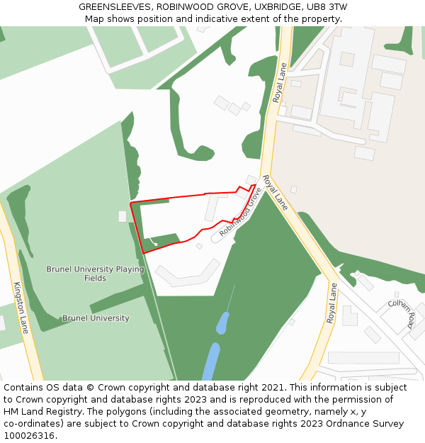 GREENSLEEVES, ROBINWOOD GROVE, UXBRIDGE, UB8 3TW: Location map and indicative extent of plot