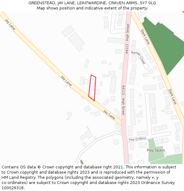 GREENSTEAD, JAY LANE, LEINTWARDINE, CRAVEN ARMS, SY7 0LG: Location map and indicative extent of plot