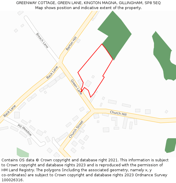 GREENWAY COTTAGE, GREEN LANE, KINGTON MAGNA, GILLINGHAM, SP8 5EQ: Location map and indicative extent of plot