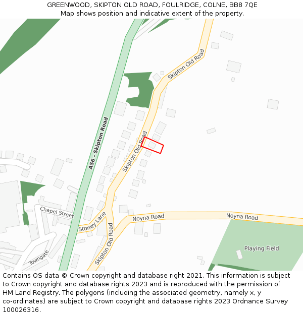 GREENWOOD, SKIPTON OLD ROAD, FOULRIDGE, COLNE, BB8 7QE: Location map and indicative extent of plot