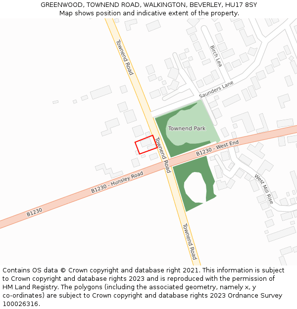 GREENWOOD, TOWNEND ROAD, WALKINGTON, BEVERLEY, HU17 8SY: Location map and indicative extent of plot