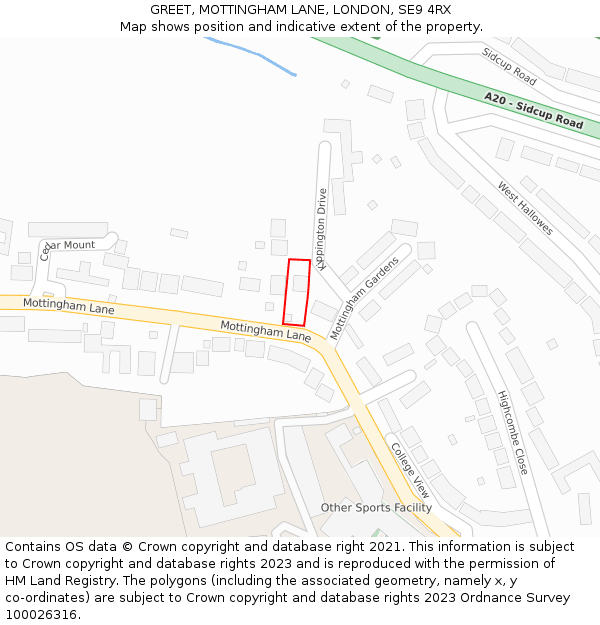 GREET, MOTTINGHAM LANE, LONDON, SE9 4RX: Location map and indicative extent of plot