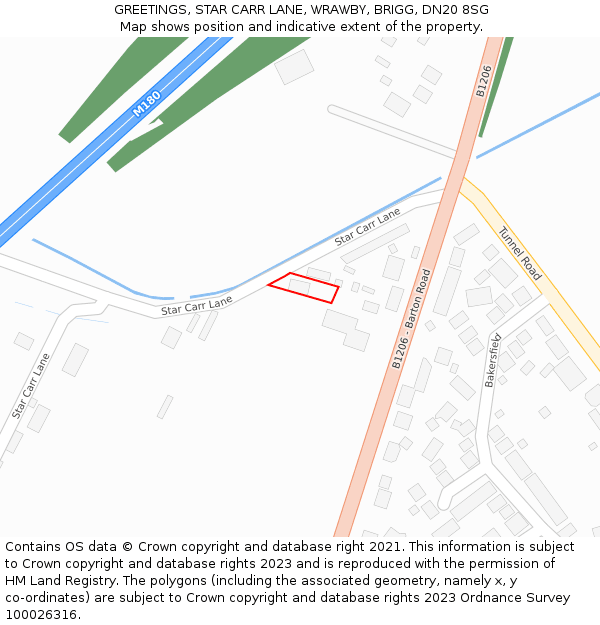 GREETINGS, STAR CARR LANE, WRAWBY, BRIGG, DN20 8SG: Location map and indicative extent of plot
