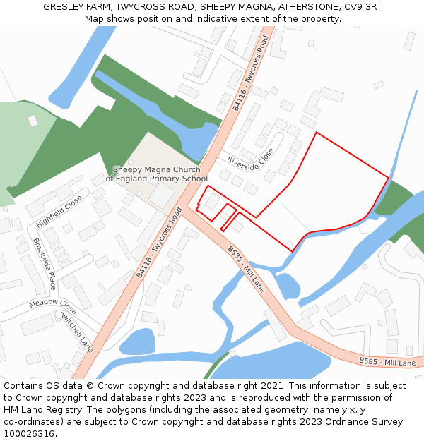 GRESLEY FARM, TWYCROSS ROAD, SHEEPY MAGNA, ATHERSTONE, CV9 3RT: Location map and indicative extent of plot
