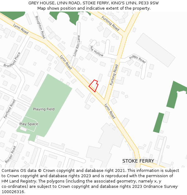 GREY HOUSE, LYNN ROAD, STOKE FERRY, KING'S LYNN, PE33 9SW: Location map and indicative extent of plot