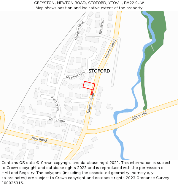 GREYSTON, NEWTON ROAD, STOFORD, YEOVIL, BA22 9UW: Location map and indicative extent of plot