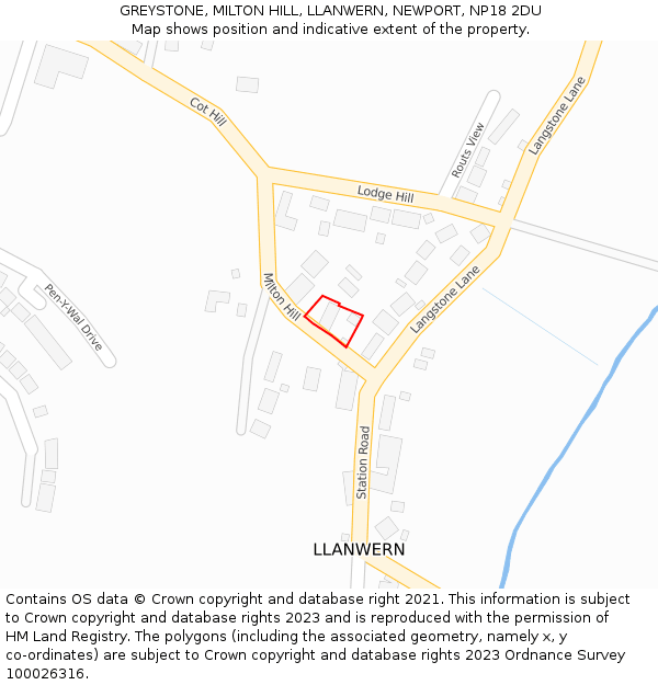 GREYSTONE, MILTON HILL, LLANWERN, NEWPORT, NP18 2DU: Location map and indicative extent of plot