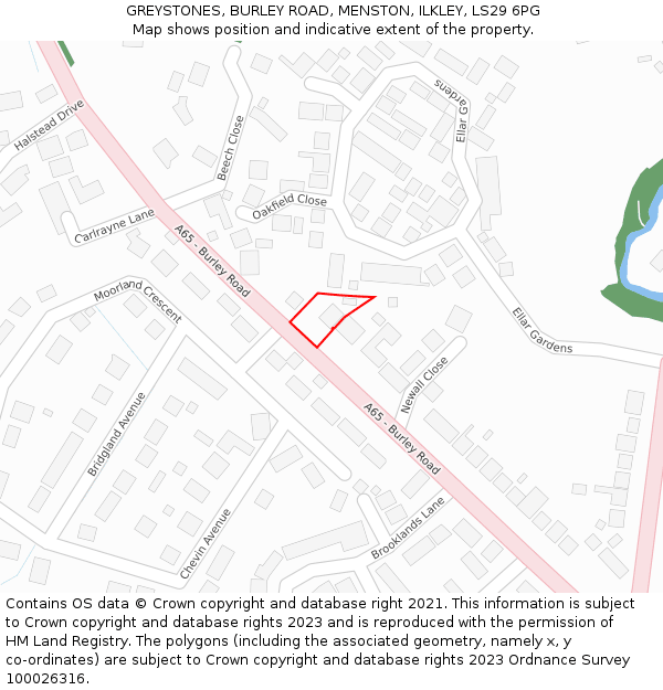 GREYSTONES, BURLEY ROAD, MENSTON, ILKLEY, LS29 6PG: Location map and indicative extent of plot