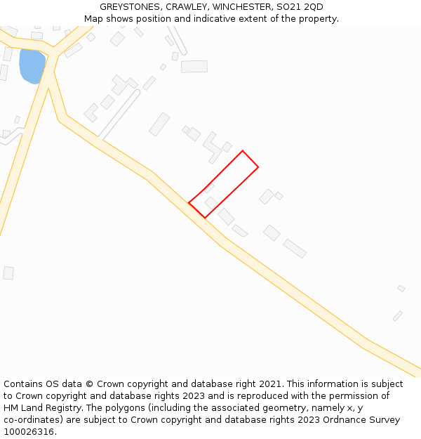 GREYSTONES, CRAWLEY, WINCHESTER, SO21 2QD: Location map and indicative extent of plot