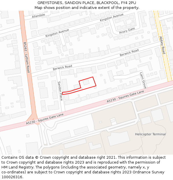 GREYSTONES, SANDON PLACE, BLACKPOOL, FY4 2PU: Location map and indicative extent of plot