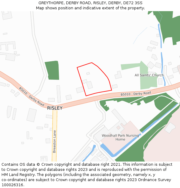 GREYTHORPE, DERBY ROAD, RISLEY, DERBY, DE72 3SS: Location map and indicative extent of plot