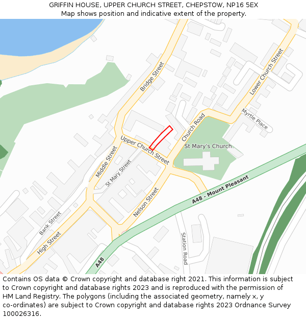 GRIFFIN HOUSE, UPPER CHURCH STREET, CHEPSTOW, NP16 5EX: Location map and indicative extent of plot