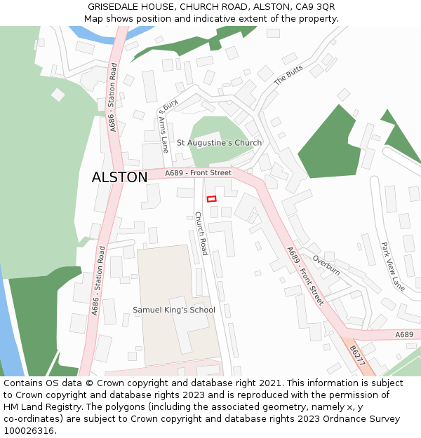 GRISEDALE HOUSE, CHURCH ROAD, ALSTON, CA9 3QR: Location map and indicative extent of plot