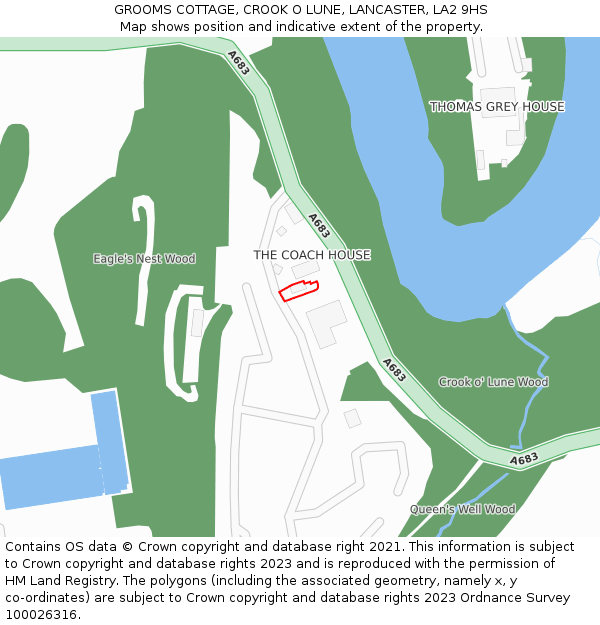 GROOMS COTTAGE, CROOK O LUNE, LANCASTER, LA2 9HS: Location map and indicative extent of plot