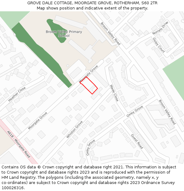 GROVE DALE COTTAGE, MOORGATE GROVE, ROTHERHAM, S60 2TR: Location map and indicative extent of plot