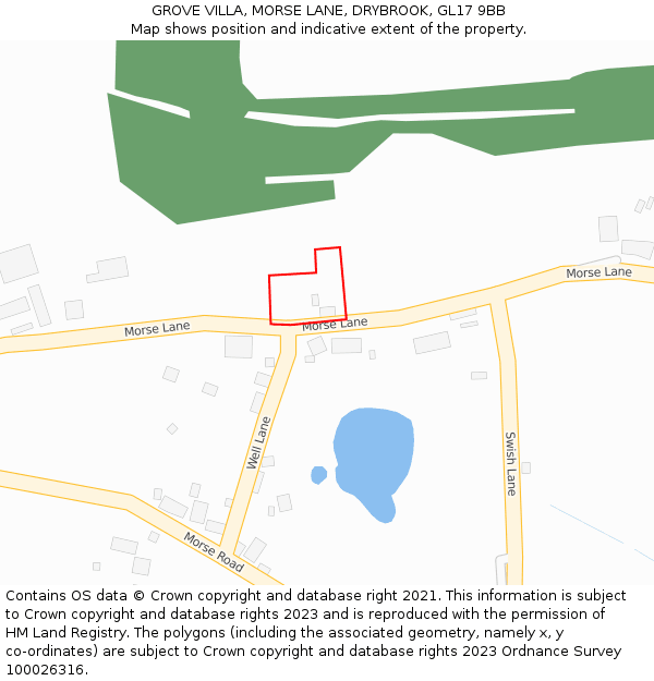 GROVE VILLA, MORSE LANE, DRYBROOK, GL17 9BB: Location map and indicative extent of plot