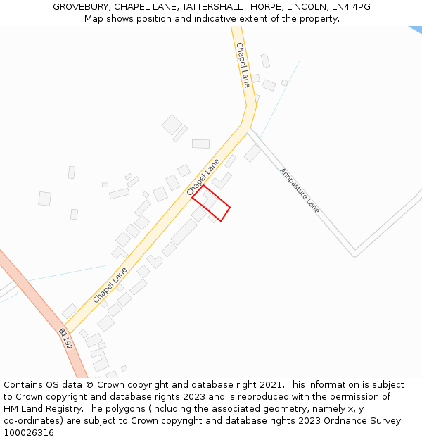 GROVEBURY, CHAPEL LANE, TATTERSHALL THORPE, LINCOLN, LN4 4PG: Location map and indicative extent of plot