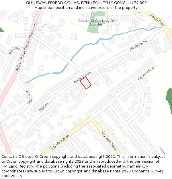 GULLSWAY, FFORDD CYNLAS, BENLLECH, TYN-Y-GONGL, LL74 8SP: Location map and indicative extent of plot