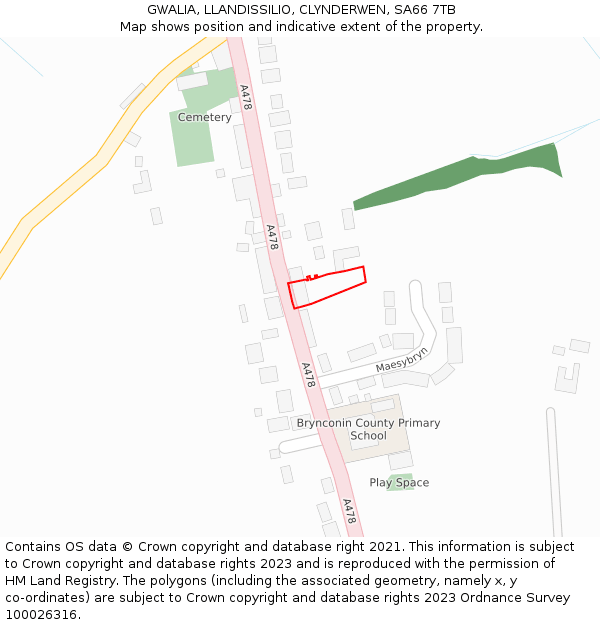 GWALIA, LLANDISSILIO, CLYNDERWEN, SA66 7TB: Location map and indicative extent of plot