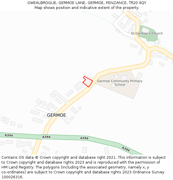 GWEALBROGUE, GERMOE LANE, GERMOE, PENZANCE, TR20 9QY: Location map and indicative extent of plot