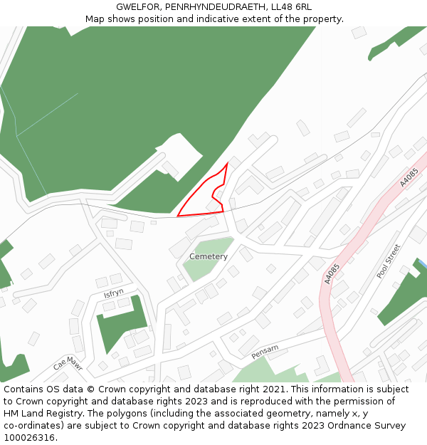 GWELFOR, PENRHYNDEUDRAETH, LL48 6RL: Location map and indicative extent of plot