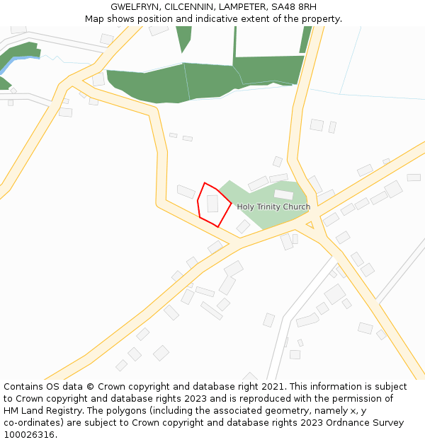 GWELFRYN, CILCENNIN, LAMPETER, SA48 8RH: Location map and indicative extent of plot