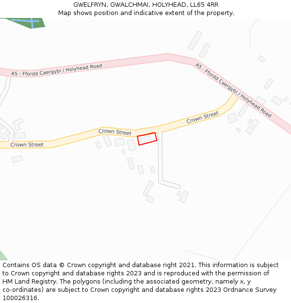 GWELFRYN, GWALCHMAI, HOLYHEAD, LL65 4RR: Location map and indicative extent of plot