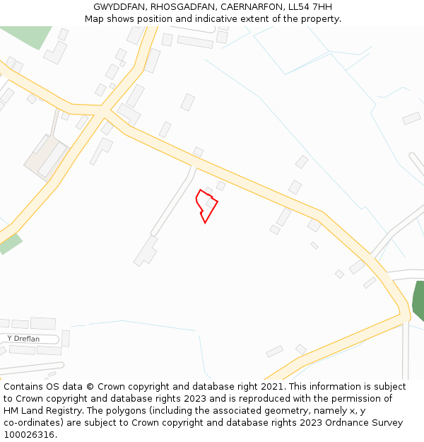 GWYDDFAN, RHOSGADFAN, CAERNARFON, LL54 7HH: Location map and indicative extent of plot