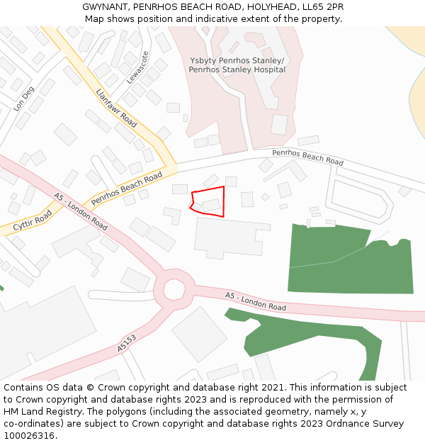 GWYNANT, PENRHOS BEACH ROAD, HOLYHEAD, LL65 2PR: Location map and indicative extent of plot