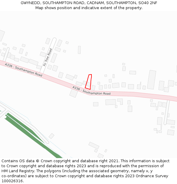 GWYNEDD, SOUTHAMPTON ROAD, CADNAM, SOUTHAMPTON, SO40 2NF: Location map and indicative extent of plot