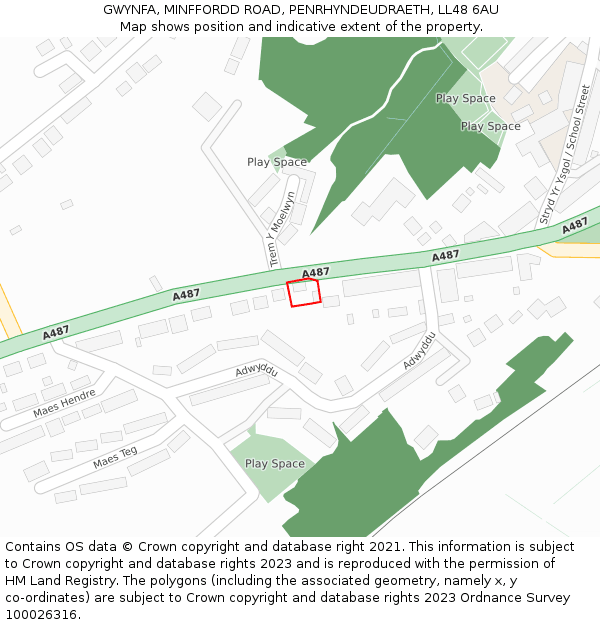 GWYNFA, MINFFORDD ROAD, PENRHYNDEUDRAETH, LL48 6AU: Location map and indicative extent of plot