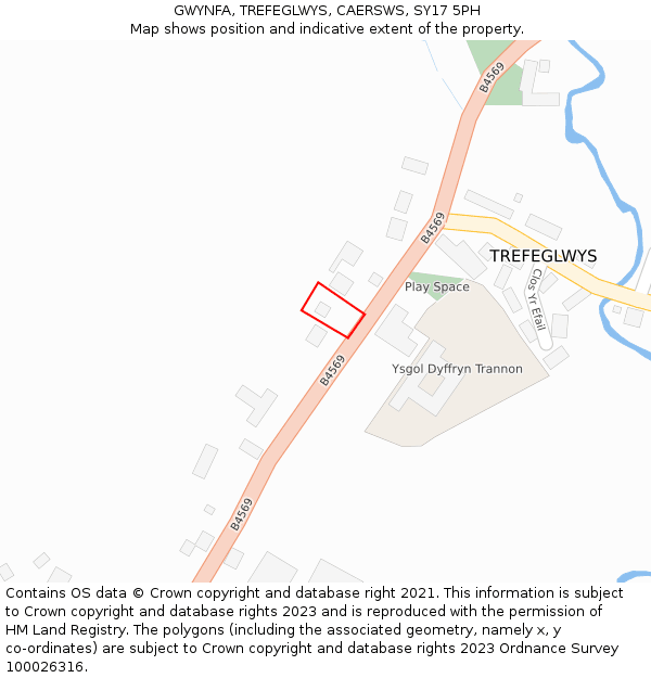 GWYNFA, TREFEGLWYS, CAERSWS, SY17 5PH: Location map and indicative extent of plot