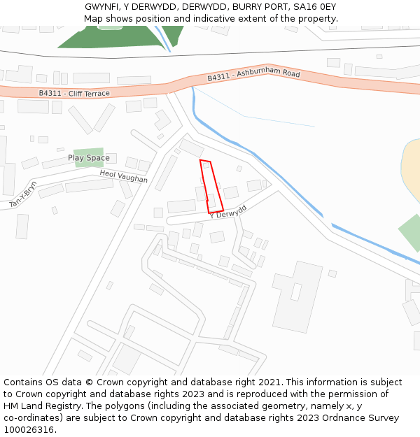 GWYNFI, Y DERWYDD, DERWYDD, BURRY PORT, SA16 0EY: Location map and indicative extent of plot