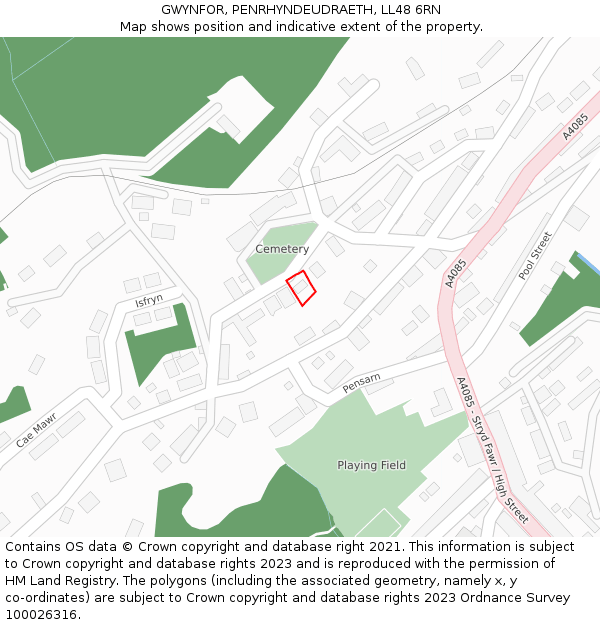 GWYNFOR, PENRHYNDEUDRAETH, LL48 6RN: Location map and indicative extent of plot