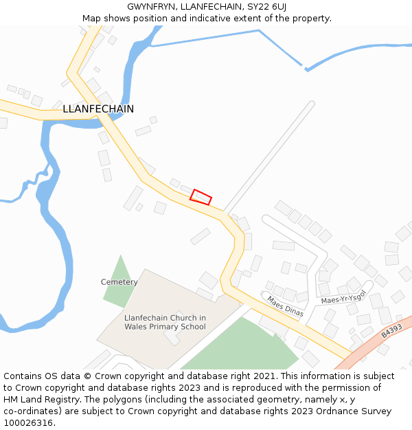 GWYNFRYN, LLANFECHAIN, SY22 6UJ: Location map and indicative extent of plot