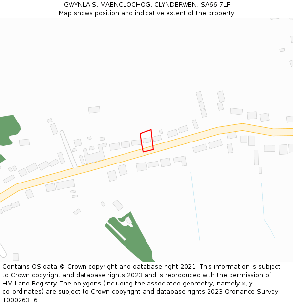 GWYNLAIS, MAENCLOCHOG, CLYNDERWEN, SA66 7LF: Location map and indicative extent of plot