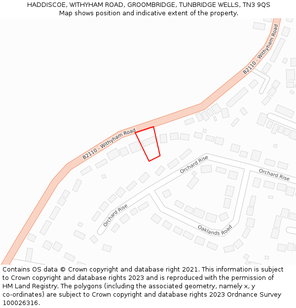 HADDISCOE, WITHYHAM ROAD, GROOMBRIDGE, TUNBRIDGE WELLS, TN3 9QS: Location map and indicative extent of plot