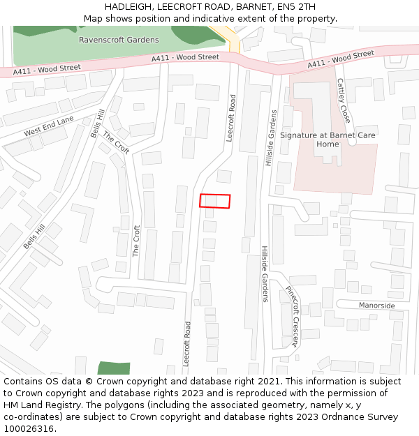 HADLEIGH, LEECROFT ROAD, BARNET, EN5 2TH: Location map and indicative extent of plot