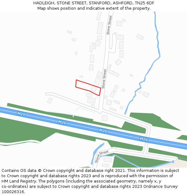 HADLEIGH, STONE STREET, STANFORD, ASHFORD, TN25 6DF: Location map and indicative extent of plot