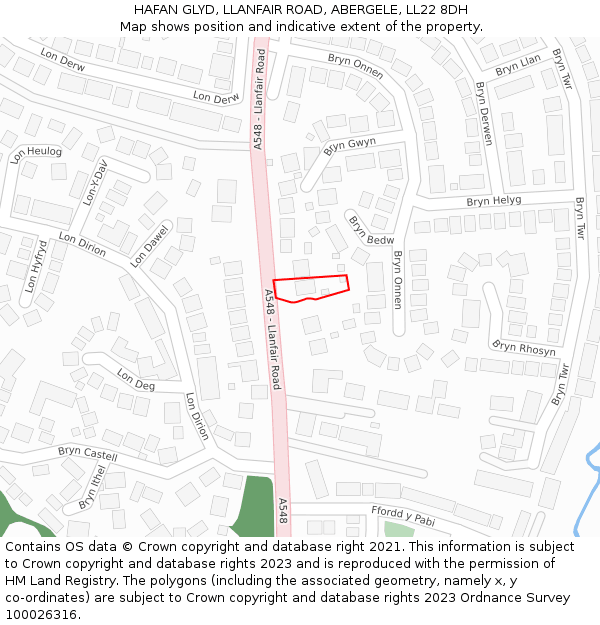 HAFAN GLYD, LLANFAIR ROAD, ABERGELE, LL22 8DH: Location map and indicative extent of plot